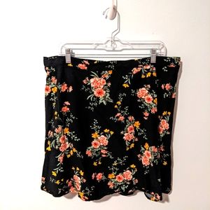 Old Navy Black Floral Printed Flutter Mini Skirt Size XL
